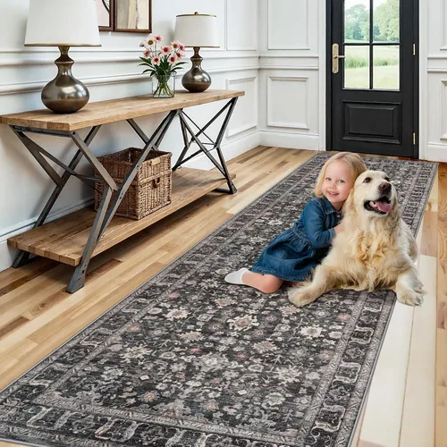 Vista 86 de Alfombra de pasillo lavable de 2 x 3: alfombras antideslizantes con parte trasera de goma, alfombra de cocina suave, alfombra pasillo estilo granja