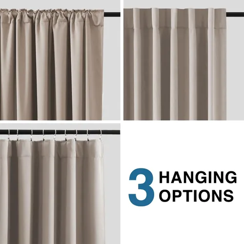 Vista 6 de Cortinas 100% opacas con aislamiento térmico, cortinas de ventana de 84 pulgadas de largo, bolsillo para barra y pestaña trasera, paneles de cortina