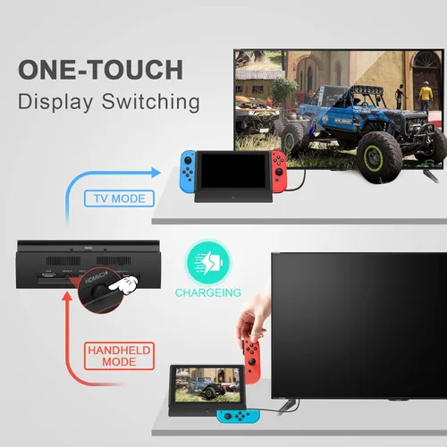 Vista 2 de RuntoGOL Estación de acoplamiento de TV para interruptor, interruptor portátil OLED Dock Station compatible con salida HDMI 4K, reemplazo para base