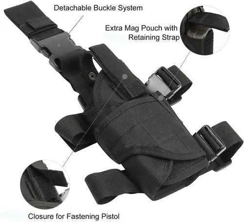 Vista 3 de Nehostertfy Funda de pierna caída, funda táctica de muslo para pistola, ajustable para mano derecha, funda para pierna
