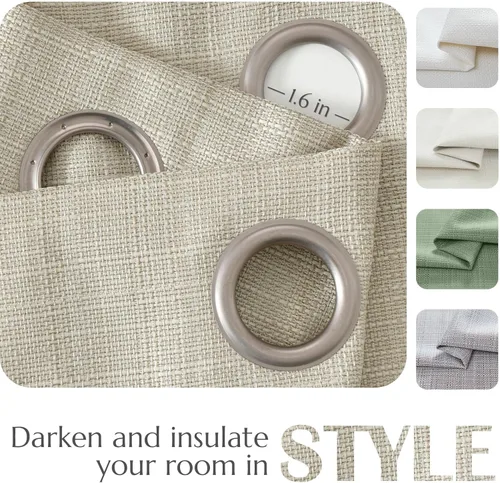 Vista 3 de jinchan Cortinas 100% opacas para dormitorio y sala de estar, de lino, cortinas opacas de 108 pulgadas de largo, cortinas para oscurecer