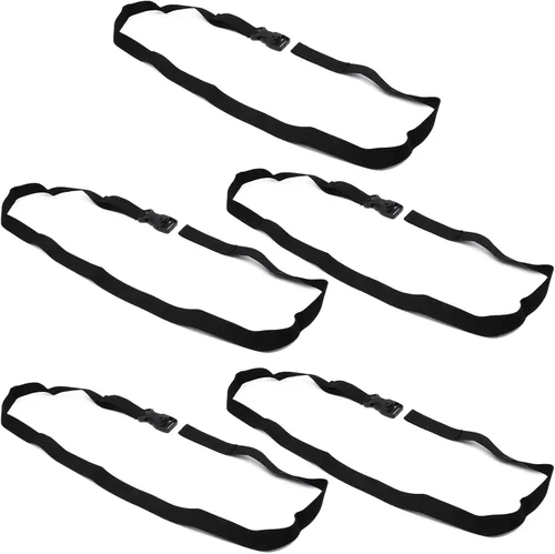 Vista 10 de 5 piezas de correas de amarre negras de nylon de 1" x 39.37" (3.28 pies) Correas ajustables con hebillas de bloqueo de leva de alta resistencia