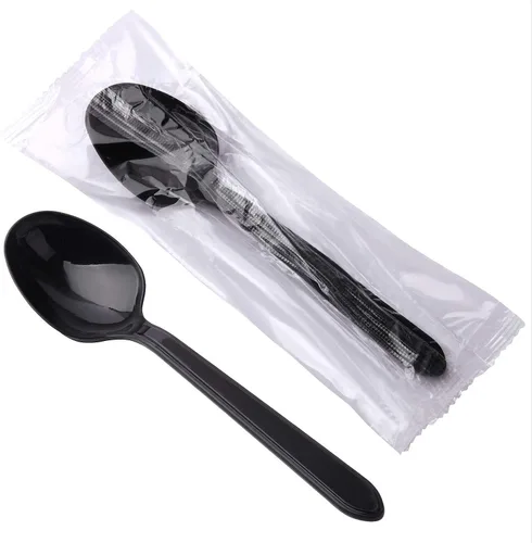 Cucharas de plástico envueltas individualmente, 100 cucharas desechables resistentes a granel, ideales para fiestas, restaurantes, viajes y comida