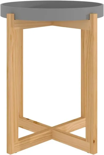 Vista 3 de Mesa de centro gris de 16.1 x 16.1 x 19.1 pulgadas, madera de ingeniería y madera maciza de pino para sala, mesa de comedor, mesa de centro