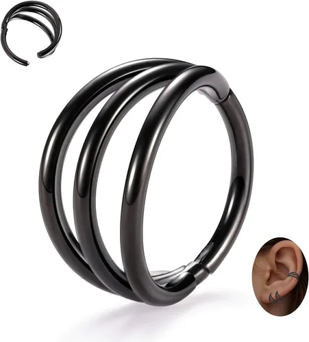 Triple Nose Ring Hoop Conch Piercing Jewelry Helix Cartilage Earring