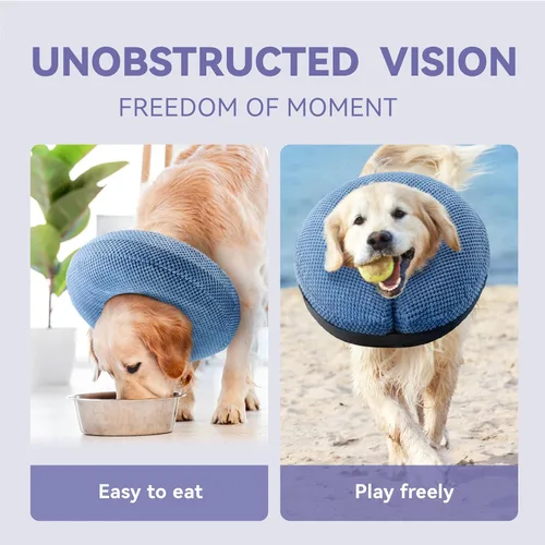 Vista 3 de Loflaze Collar Cono Inflable para Perro - Collar Cono de Dona para Cuello de Perro Alternativa Después de Cirugía - Cono Suave para Perros Grandes