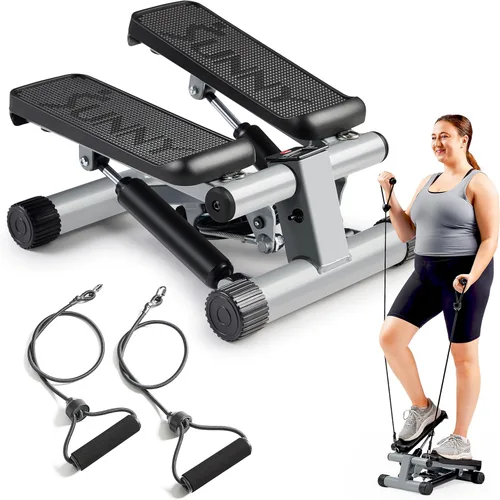Sunny Health & Fitness Mini Steppers for Exercise at Home, Stair Step Workout Machine with Optional Resistance Bands, Full Body Cardio Equipment,