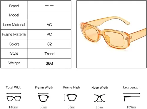 Vista 3 de ENTHYI Gafas de sol rectangulares para mujer, gafas de sol retro de los años 90, marco cuadrado estrecho, protección UV400