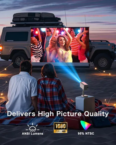 Vista 4 de 【Licencia de Netflix e integrado】Proyector inteligente WiFi PANSEBA con soporte telescópico, 4K compatible con 300 pulgadas HD proyector