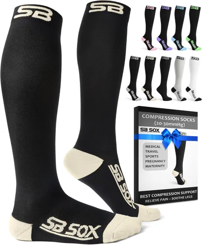 SB SOX - Calcetines de compresión (20-30 mmHg) para hombres y mujeres - Calcetines de compresión para usar todo el día, mejoran el flujo sanguíneo y