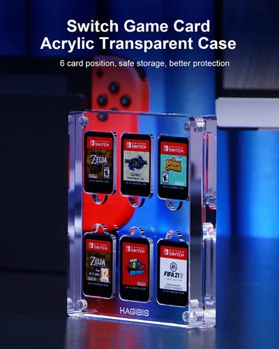 Vista 2 de Hagibis Funda para tarjetas de juego para Nintendo Switch, 6 ranuras para cartuchos, gabinete protector a prueba de golpes, caja de almacenamiento
