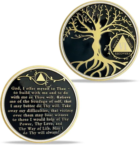 6 años de sobriedad Chip Árbol de la Vida Medallón AA Regalo de Recuperación Alcohólicos Anónimos Moneda Aniversario Token