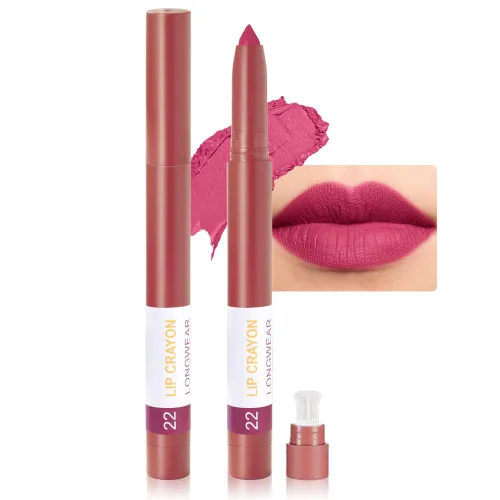 Vista 20 de BINGBRUSH Combo de delineador de labios y lápiz labial 2 en 1, lápiz labial mate, de larga duración, impermeable, lápiz labial, a prueba de manchas