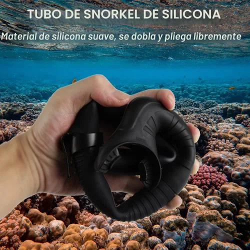 Vista 3 de Snorkel de silicona para buceo, buceo, pesca y hockey submarino o snorkel Naranja