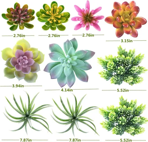 Vista 6 de COTSEN Paquete de 24 suculentas artificiales sin maceta, suculentas artificiales falsas colgantes de perlas pequeñas de aloe cactus para interiores