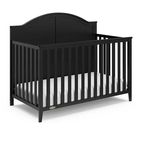 Graco Wilfred - Cuna convertible 5 en 1 (negro) – Certificado GREENGUARD Gold, se convierte en cama para niños pequeños y cama de tamaño completo