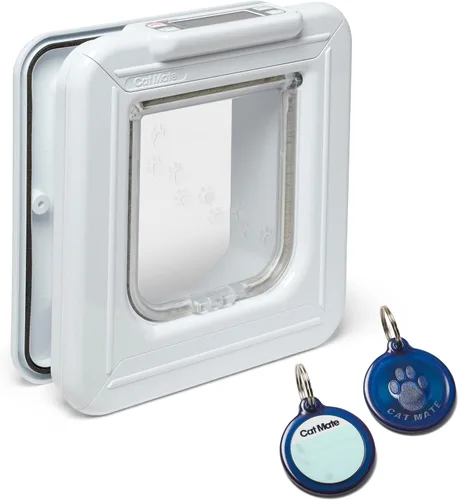 Cat Mate Elite I.D. - Solapa para gatos con control de temporizador, color blanco