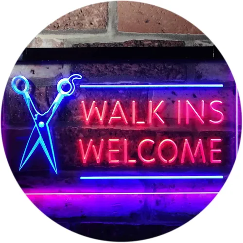 ADVPRO Barber Scissor Hair Cut Walk Ins Welcome Dual Color LED Neon Sign Azul y Rojo 24 "x 16" st6s64-i0128-br