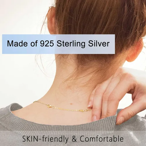 Vista 2 de Extensores de collar para mujer, chapados en oro de 14 quilates, extensores de collar duraderos, cadena de plata de ley 925 para pulsera