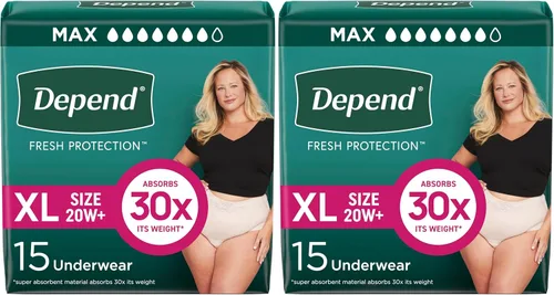 Vista 19 de Depend Fresh Protection - Pañales para adultos, ropa interior para incontinencia y pérdida de orina posparto para mujer, desechable, máxima
