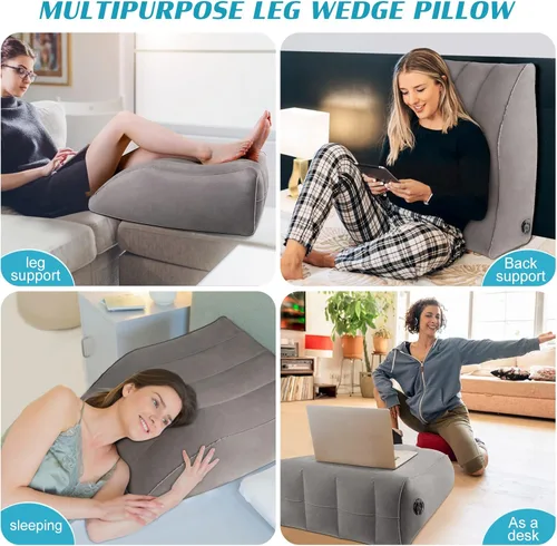 Vista 3 de Almohada de cuña para dormir, almohada inflable de elevación de piernas para hinchazón, circulación, alivio del dolor de piernas y espalda, almohada