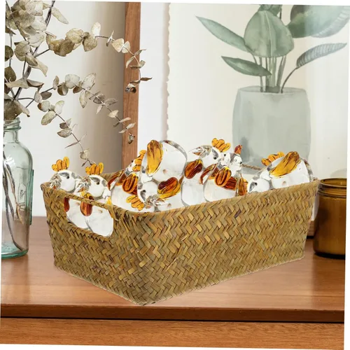 Vista 4 de COHEALI Cesta de escritorio de gran capacidad tejida a mano cestas de almacenamiento decorativas de paja