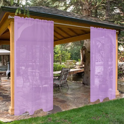 Vista 87 de SpaceDresser Cortinas traslúcidas impermeables para patio y exteriores – 2 paneles de cortina transparente con bolsillo para barra para sala
