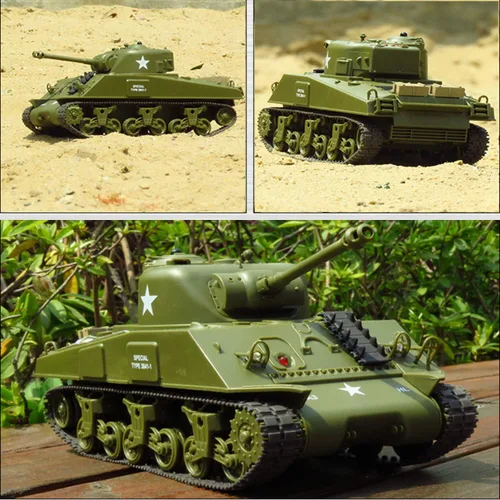 Vista 4 de POCO DIVO Sherman M4A3 US Medium Tank RC IR Battle Panzer 2.4Ghz escala 1/30 modelo vehículo militar con sonido y luz