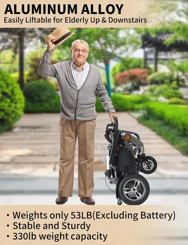 Vista 5 de Silla de ruedas eléctrica reclinable, respaldo ajustable de 90° a 170°, sillas de ruedas eléctricas ligeras de aluminio, silla de ruedas eléctrica