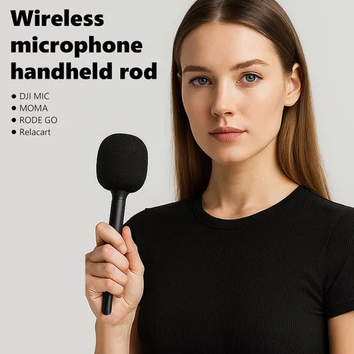 Vista 2 de Soporte de micrófono DJI Soporte de micrófono de entrevista de mano para RODE y DJI Wireless GO, compatible con plataformas Lavalier, estaciones