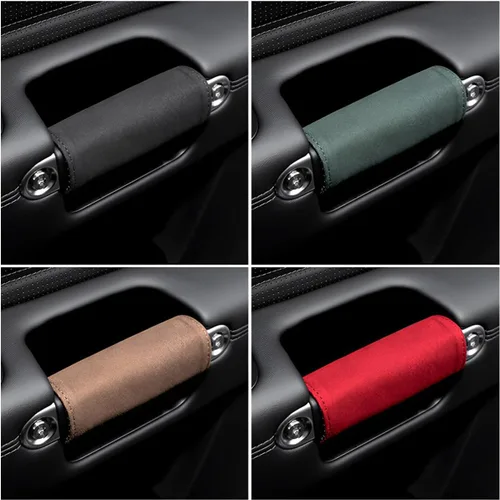 Vista 6 de BESULEN 2 piezas de protector de manija de puerta interior de automóvil, cuero duradero, cubierta antiarañazos para tirador de puerta