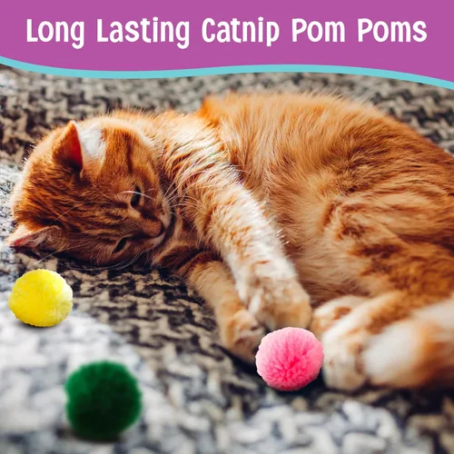 Vista 6 de CatNip pompones de lana, paquete de 4, Color Variado