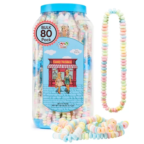 Vista 10 de 36 collares de dulces envueltos individualmente, estilo gargantilla, joyas nostálgicas de caramelo pastel perfectas para recuerdos de fiesta