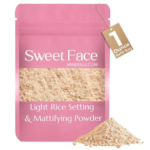 RICE SETTING POWDER BULK REFILL - Base de maquillaje mineral mate para piel desnuda transparente SPF 20 (1 onza, polvo de arroz claro)