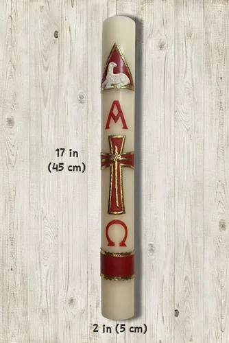 Vista 3 de Grande 18in (45cm) Vela Pascual Cirio Cuaresma Pascual Semana Santa Semana Santa