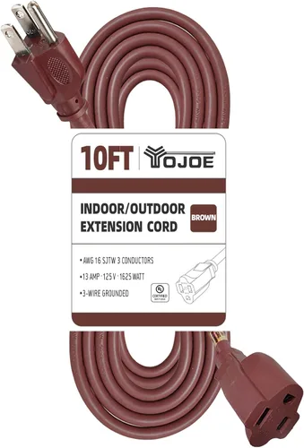 Vista 18 de YOJOE Cable de extensión para interiores y exteriores, calibre 16, SJTW, resistente, 15 pies, color verde, 3 clavijas 13A, resistente a