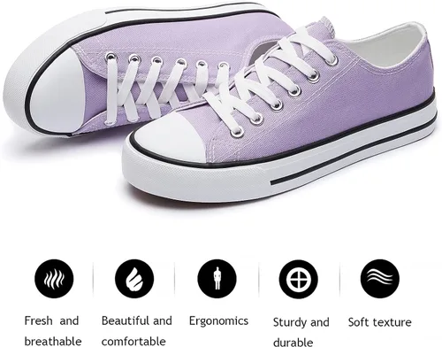 Vista 2 de Zapatillas de lona para mujer bajas y con cordones zapatillas de lona cómodas y modernas