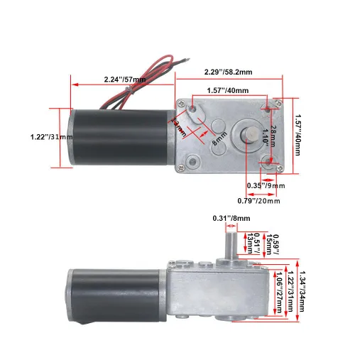 Vista 2 de Bringsmart 12V 5rpm motor de engranaje helicoidal CC de 35kg.cm con autobloqueo, mini turbina invertida, motor engranado para robot DIY, mesa