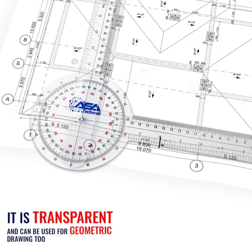 Vista 7 de ASA TECHMED 6 unids 360 ° 12, 8 y 6 pulgadas goniómetro espinal médico ángulo transportador ángulo regla