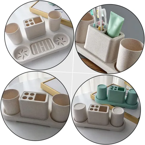 Vista 5 de Alipis Cepillo de dientes elegante montado en la pared y soporte para pasta de dientes para inodoro