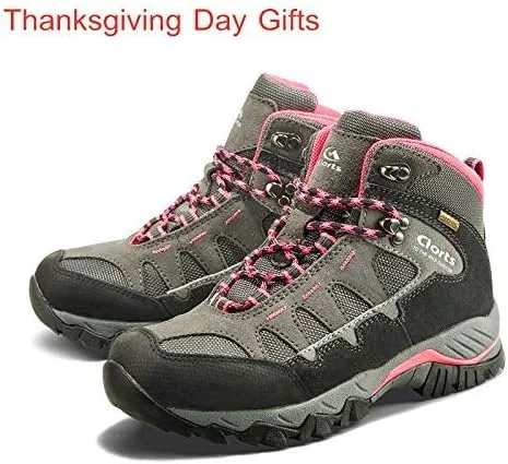 Vista 2 de Clorts Botas de senderismo para mujer, impermeables, ligeras, para senderismo, campamento, para exteriores, con agarre de alta tracción, 5.5