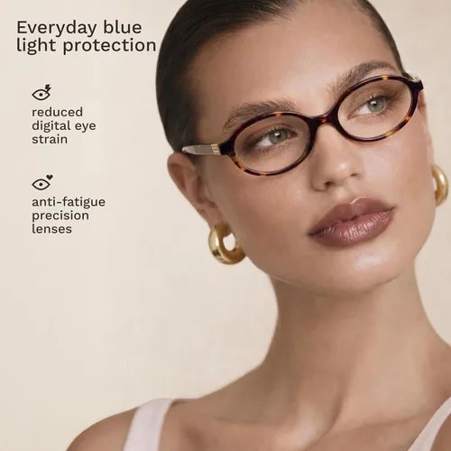 Vista 2 de livho Blue Light Glasses for Women – Y2K Aesthetic Frame with Blush Pink Case, 90s Vibe for Screen Time Blue Light Blocking