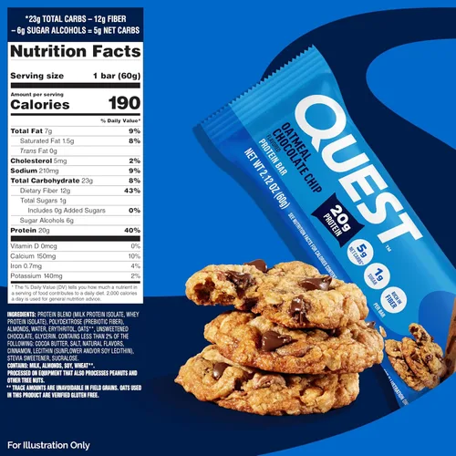 Vista 3 de Quest Nutrition - Barras de proteína de avena con chispas de chocolate