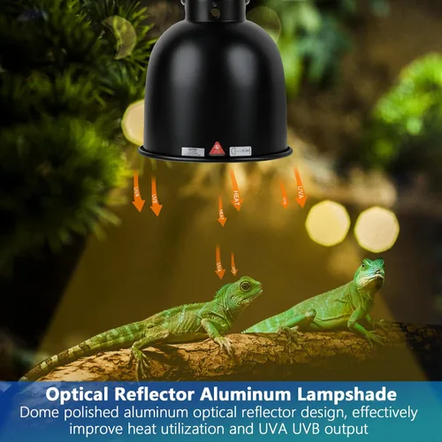 Vista 6 de Accesorio de Luz para Reptiles, Accesorio de Lámpara de Calor de Cúpula Profunda con Reflexión Óptica de 5.5 pulgadas, Accesorio de Lámpara de Calor