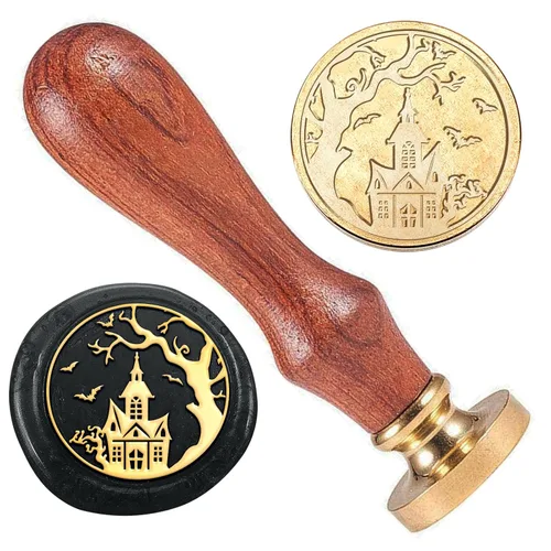 Vista 13 de Sello de cera para árbol de Navidad, sello de cabeza de latón de nieve de 1 pulgada con mango de madera, sello de cera de sellado de Navidad