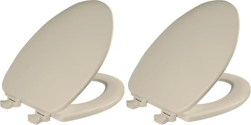 Vista 19 de Asiento de inodoro CHURCH de Bemis, bisagras de liberación para limpiezas profundas, asiento de madera esmaltada duradera, redondo, color galleta