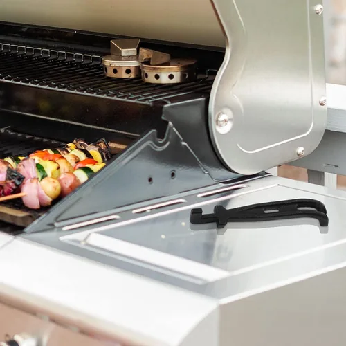 Vista 7 de Elevador de parrilla de hierro fundido, elevador de rejilla universal para barbacoa, manejo de superficies calientes, agarre elevador