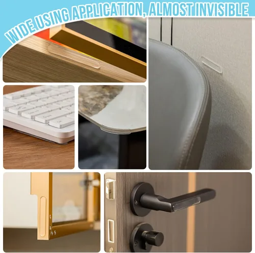 Vista 7 de Parachoques para puerta de gabinete, 40 unidades de parachoques de goma autoadhesivos, rayas de vidrio, almohadillas antideslizantes para gabinete