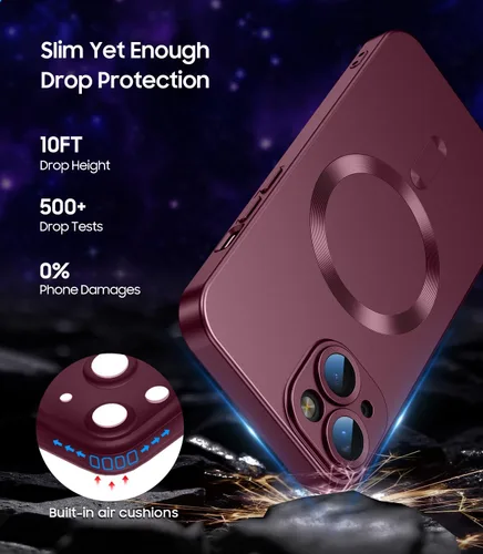 Vista 4 de LEKEVO Funda magnética para iPhone 14 Plus [compatible con MagSafe] [protector de lente de cámara integrado] delgada y suave silicona a prueba