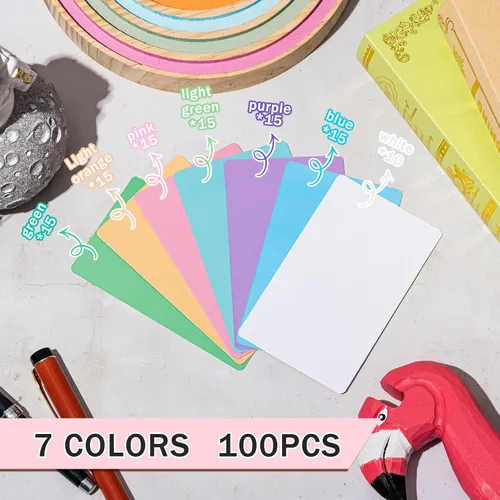 Vista 4 de Harloon 100 tarjetas de índice de borrado en seco de 3 x 5 pulgadas, laminadas, reutilizables, hojas de notas de borrado en seco para la oficina